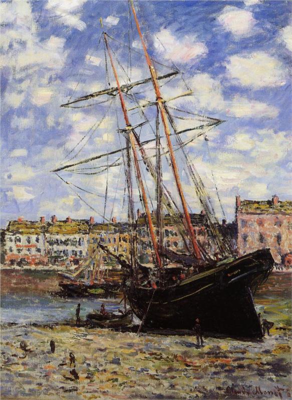 Boat at Low Tide at Fecamp - Claude Monet Paintings